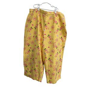 Karen Scott Sport Yellow Floral Print Womens Cotton Capris Size 2X